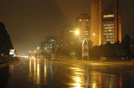 Crystal Roads Of Islamabad reflecting the lights of Saudi Towers